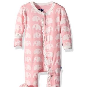 Kickee Pants Lotus Elephant Ruffle Footie 3-6mos